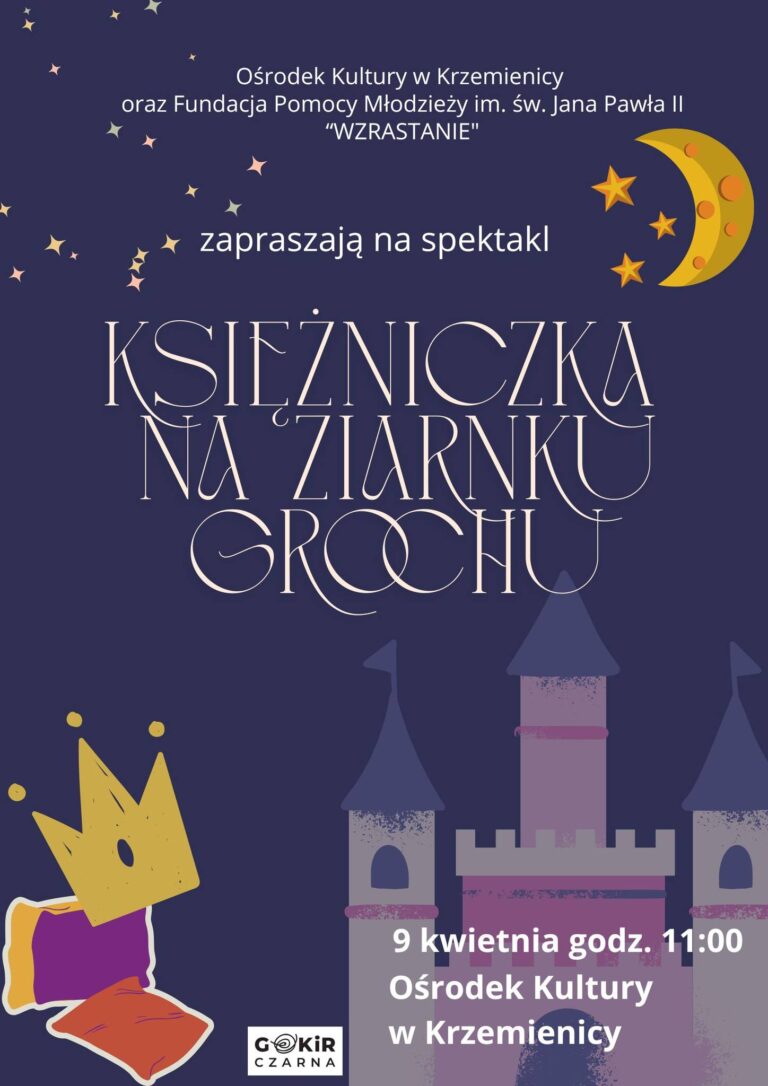 Spektakl „Księżniczka na ziarnku grochu” w Ośrodku Kultury w Krzemienicy